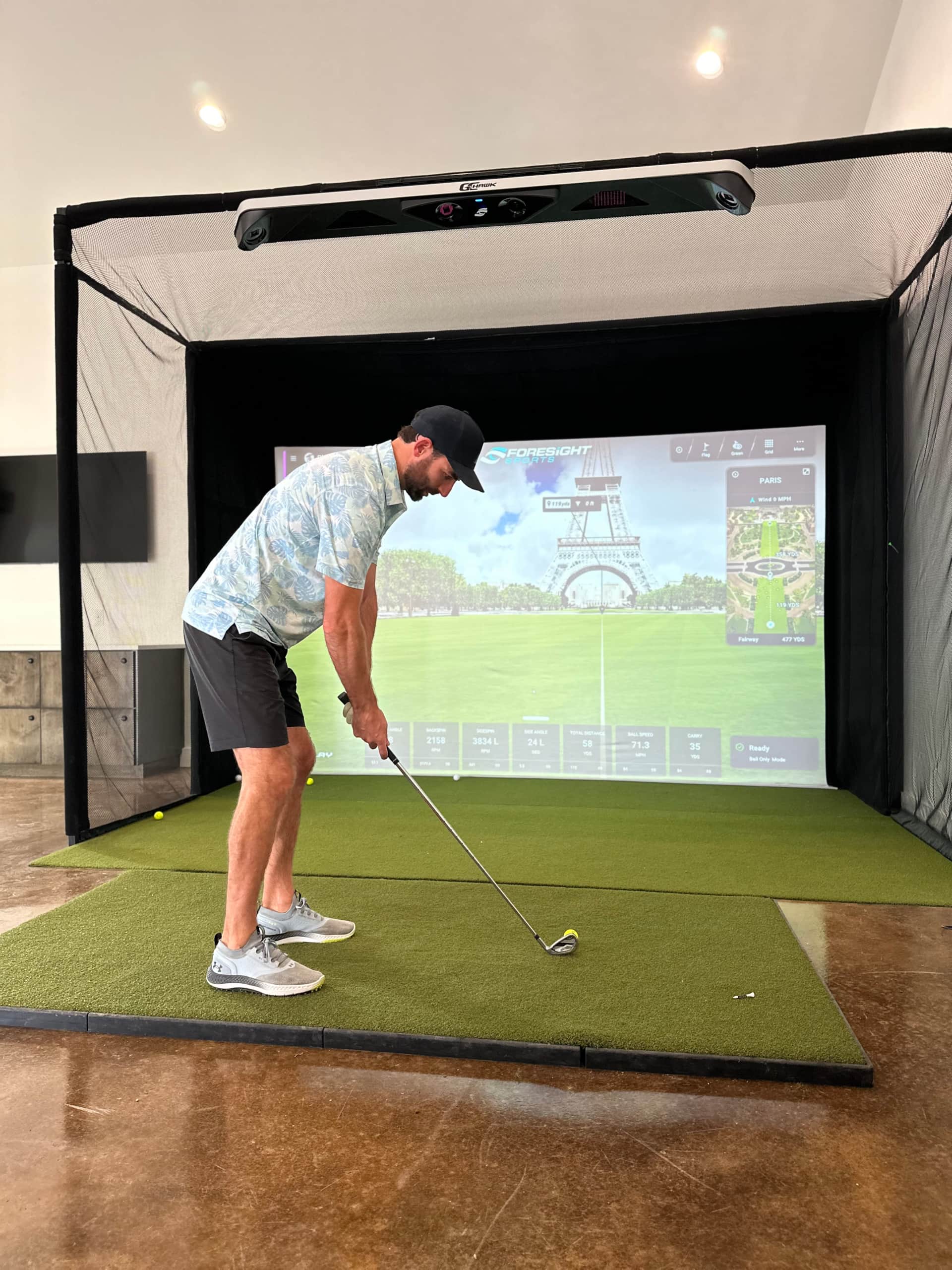 Golf simulator inside the Wayside Wimberley clubhouse