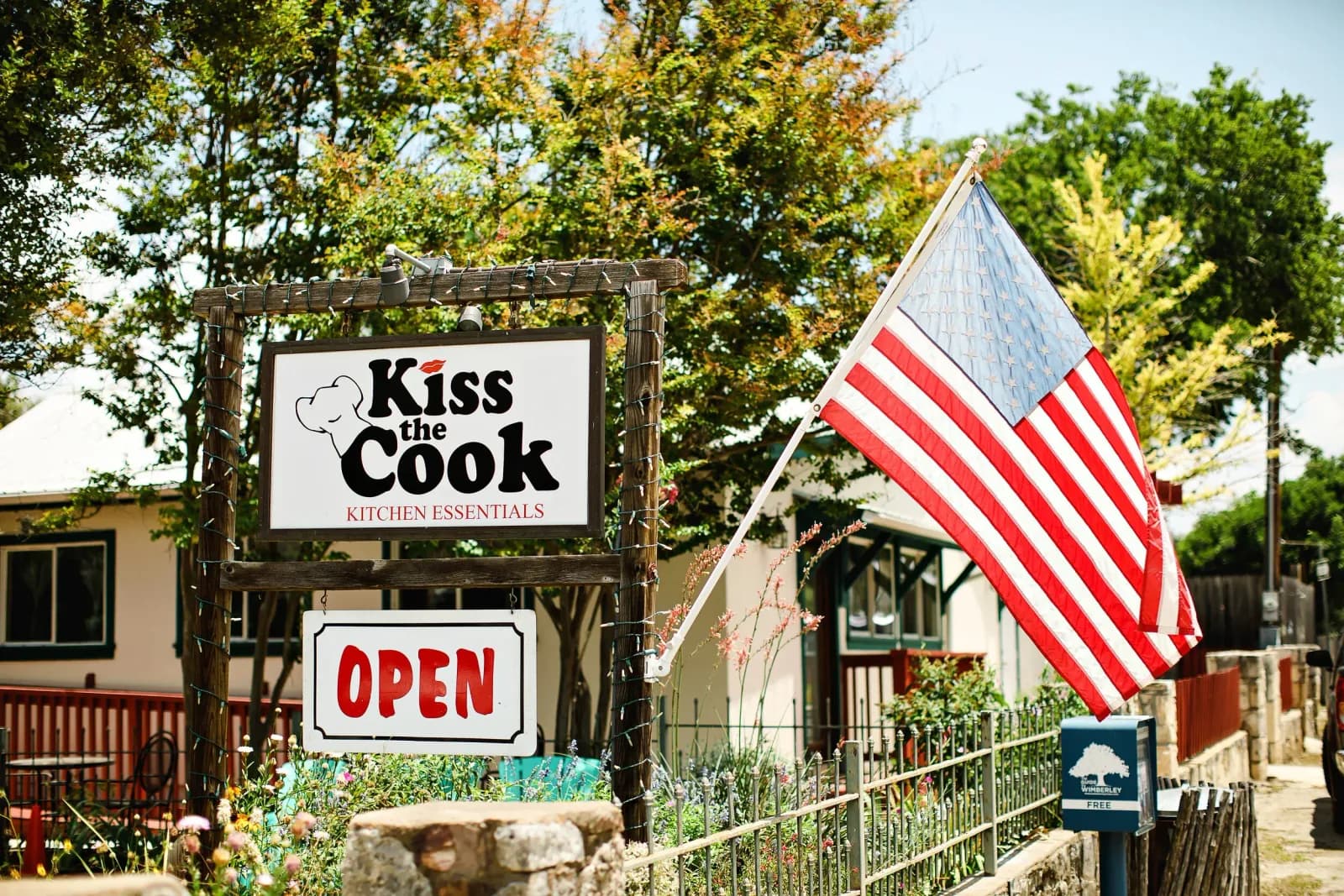 Kiss the Cook kitchen shop on Wimberley Square