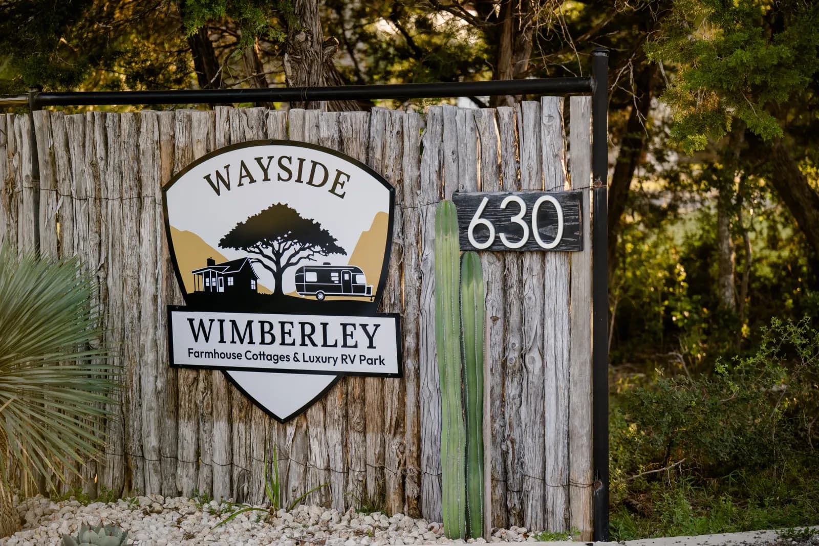 Wayside Wimberley entrance sign at 630 Wayside Drive