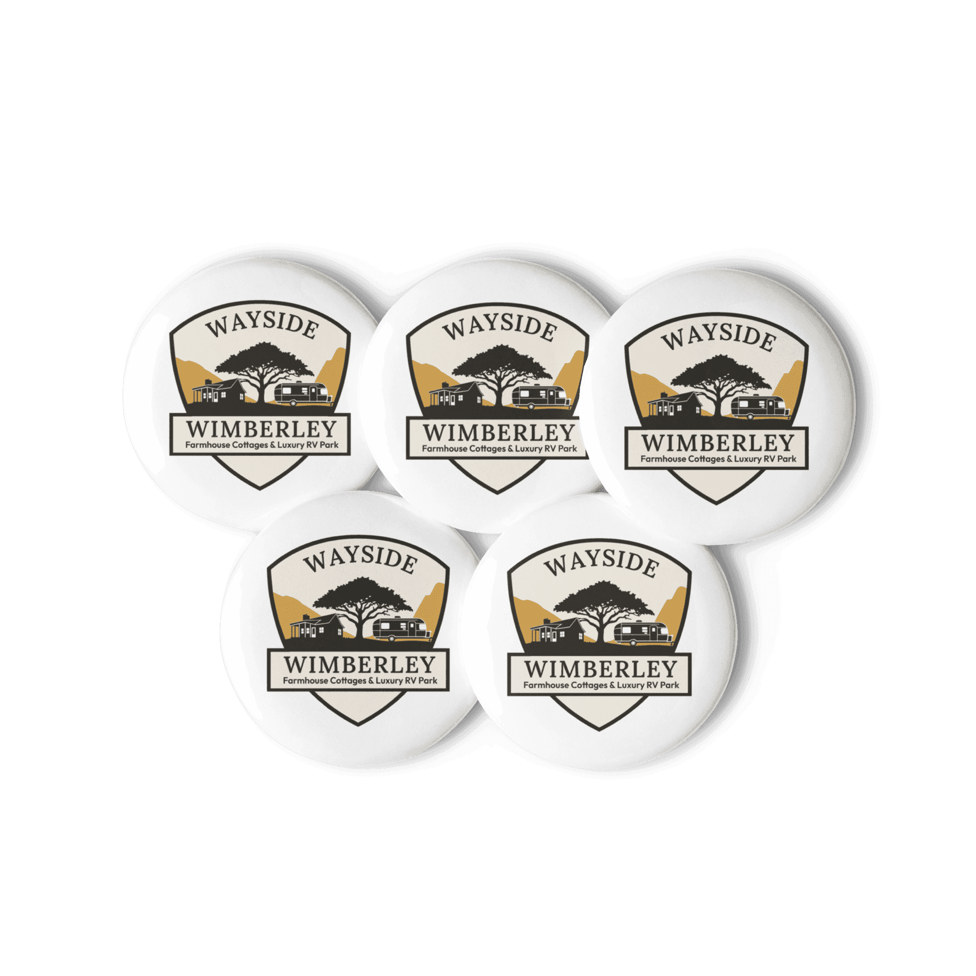 Wayside Wimberley logo Set of Pin Buttons
