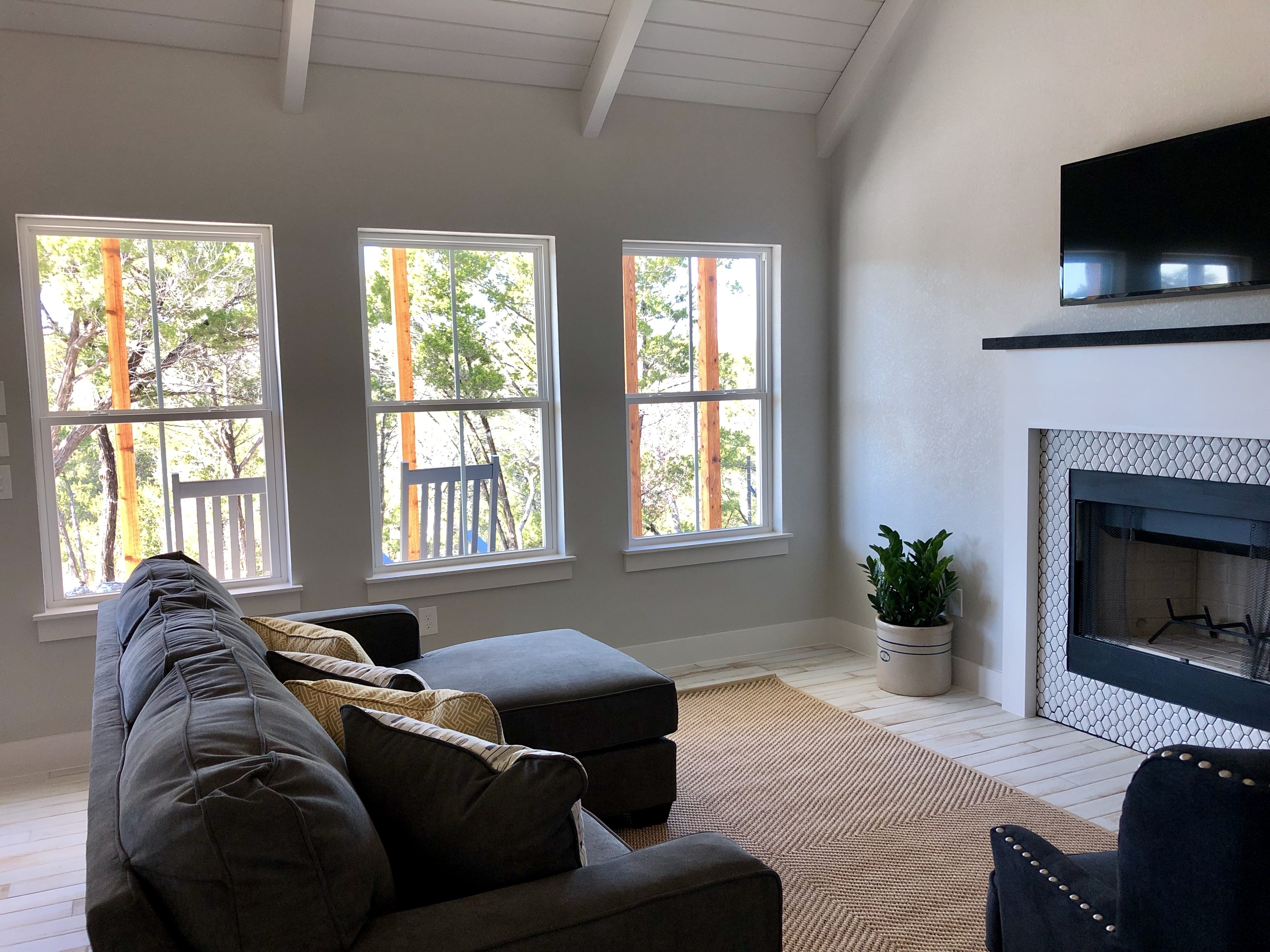 Summermoon Cottage living room with natural light and wood floors