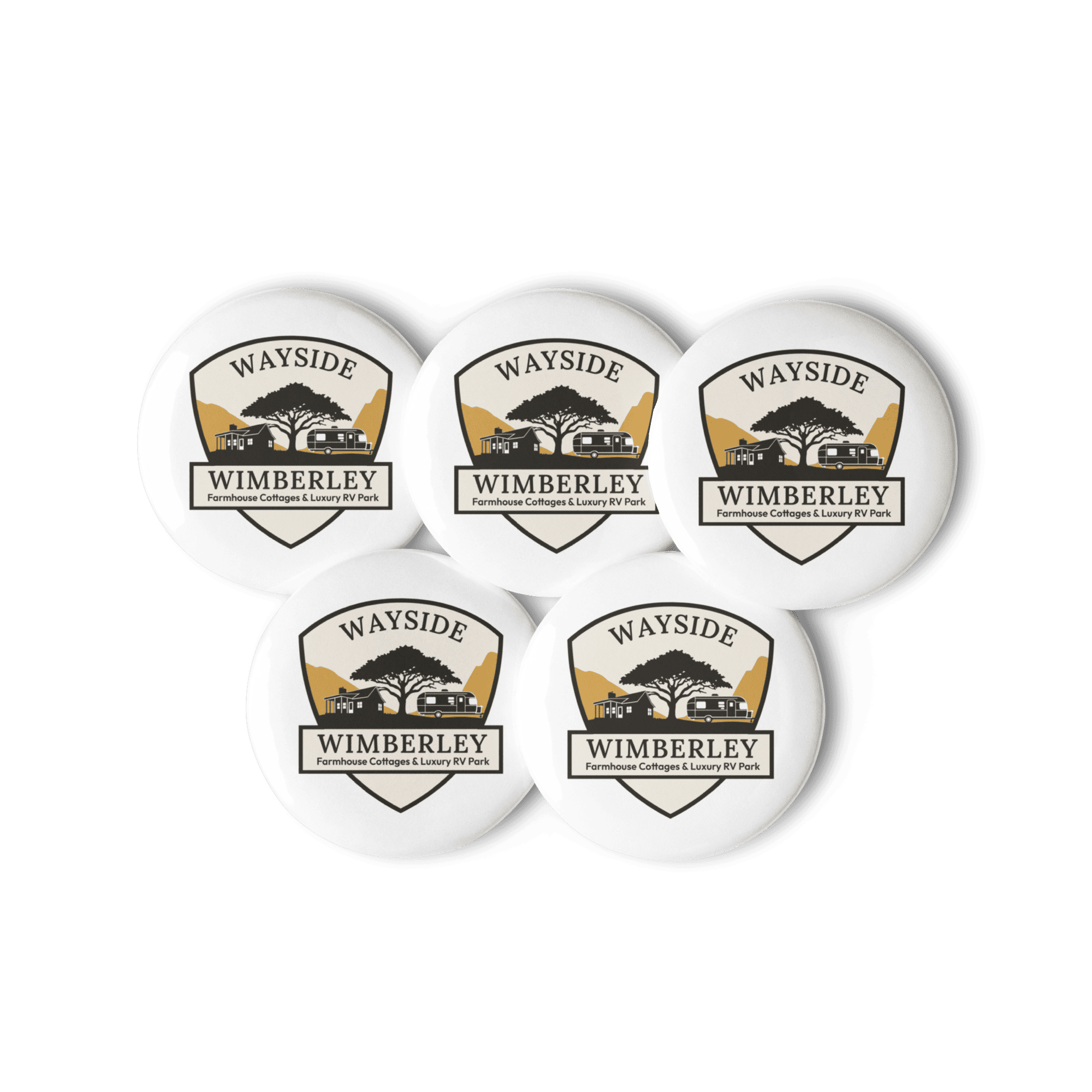 Wayside Wimberley logo Set of Pin Buttons